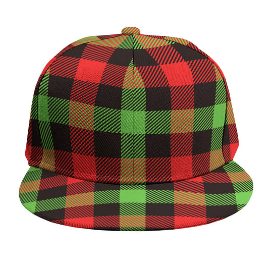 Green Red And Black Buffalo Plaid Print Snapback Cap