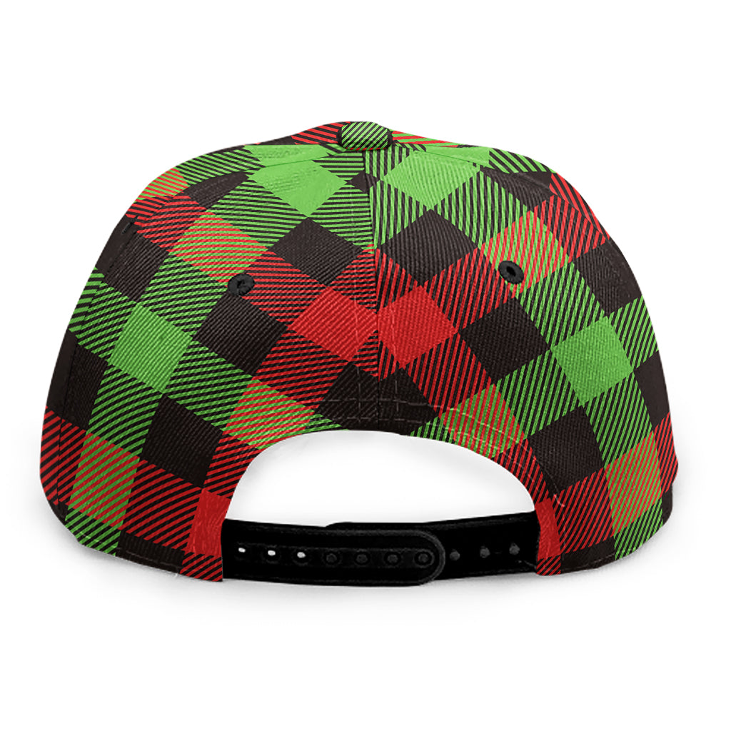 Green Red And Black Buffalo Plaid Print Snapback Cap