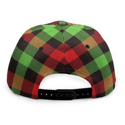 Green Red And Black Buffalo Plaid Print Snapback Cap