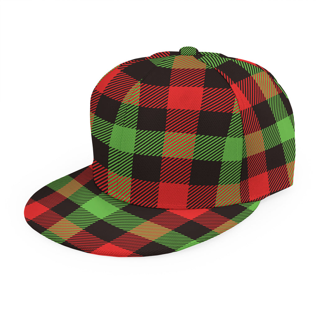 Green Red And Black Buffalo Plaid Print Snapback Cap