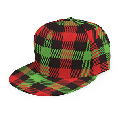 Green Red And Black Buffalo Plaid Print Snapback Cap