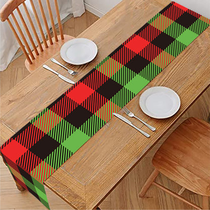 Green Red And Black Buffalo Plaid Print Table Runner