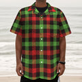 Green Red And Black Buffalo Plaid Print Textured Short Sleeve Shirt