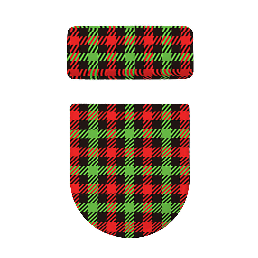 Green Red And Black Buffalo Plaid Print Toilet Lid And Tank Cover Set