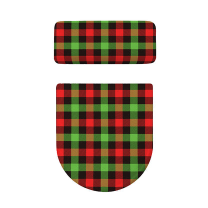 Green Red And Black Buffalo Plaid Print Toilet Lid And Tank Cover Set