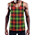 Green Red And Black Buffalo Plaid Print Men's Workout Tank Top
