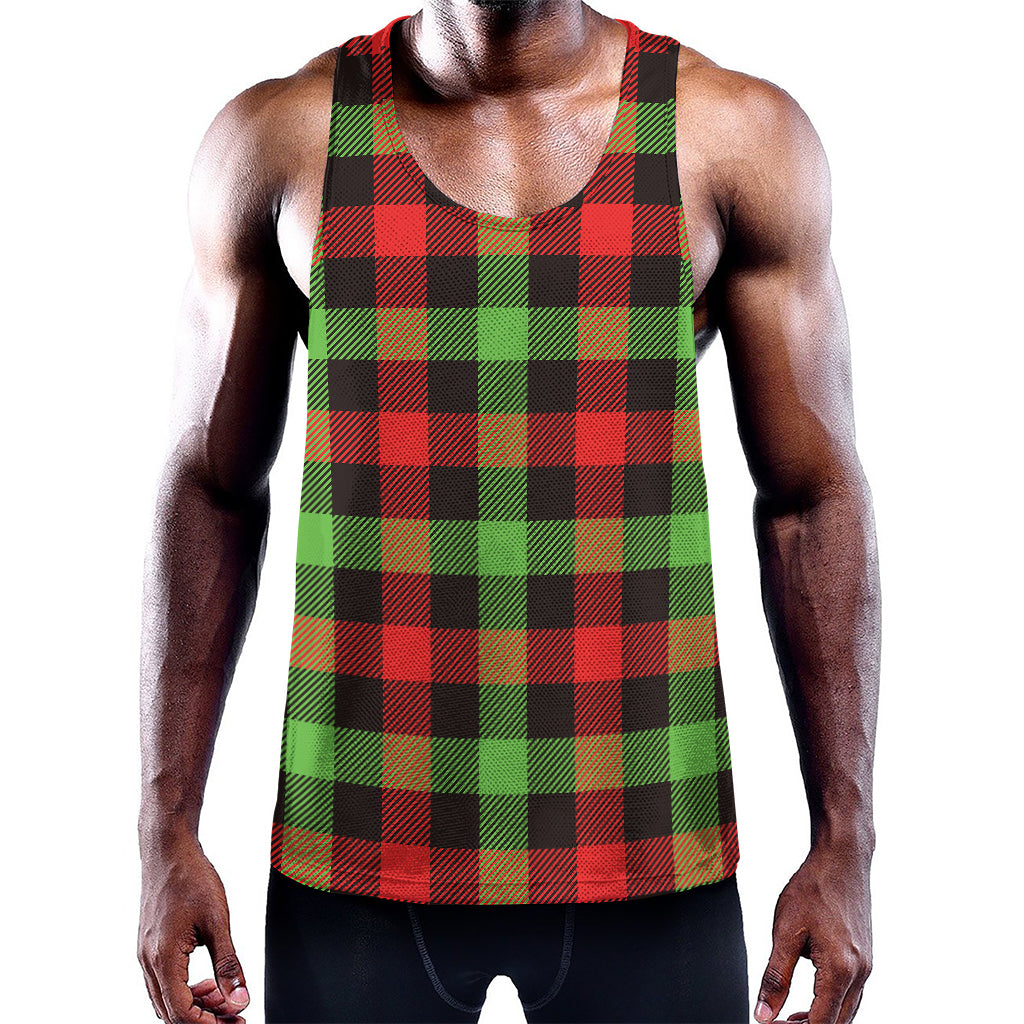 Green Red And Black Buffalo Plaid Print Training Tank Top