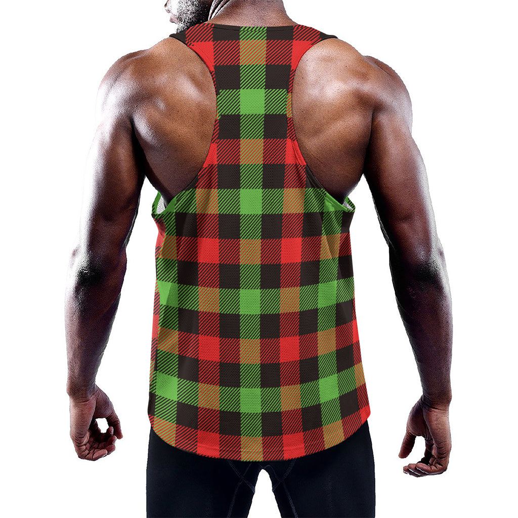 Green Red And Black Buffalo Plaid Print Training Tank Top