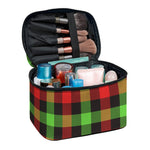 Green Red And Black Buffalo Plaid Print Travel Makeup Bag