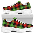 Green Red And Black Buffalo Plaid Print White Chunky Shoes