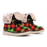 Green Red And Black Buffalo Plaid Print Winter Boots