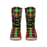 Green Red And Black Buffalo Plaid Print Winter Boots