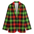 Green Red And Black Buffalo Plaid Print Women's Cotton Blazer