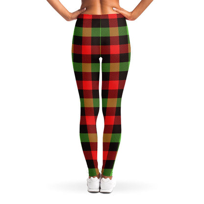 Green Red And Black Buffalo Plaid Print Women's Leggings