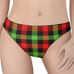 Green Red And Black Buffalo Plaid Print Women's Thong