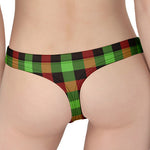 Green Red And Black Buffalo Plaid Print Women's Thong