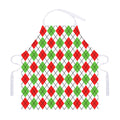 Green Red And White Argyle Pattern Print Adjustable Apron