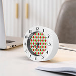 Green Red And White Argyle Pattern Print Alarm Clock