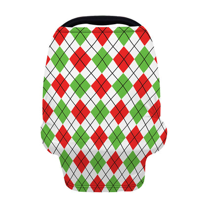 Green Red And White Argyle Pattern Print Baby Seat Cover