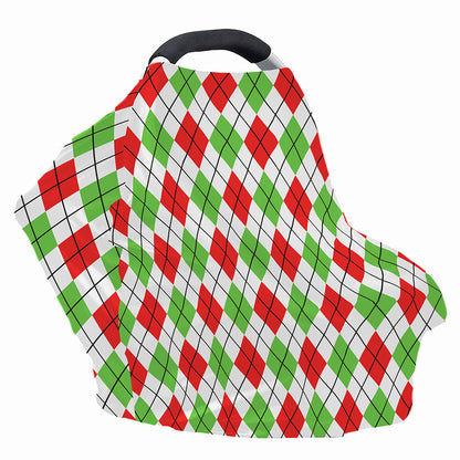 Green Red And White Argyle Pattern Print Baby Seat Cover