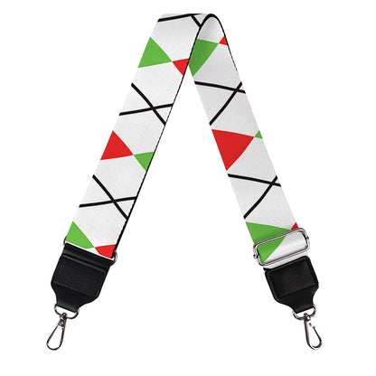 Green Red And White Argyle Pattern Print Bag Strap