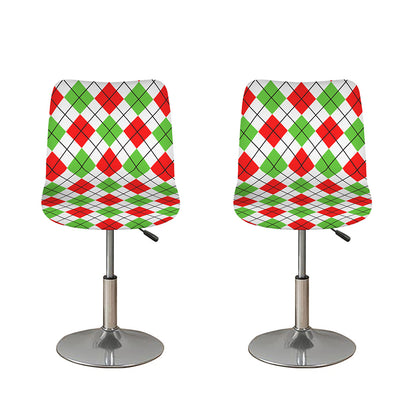 Green Red And White Argyle Pattern Print Bar Stool Covers