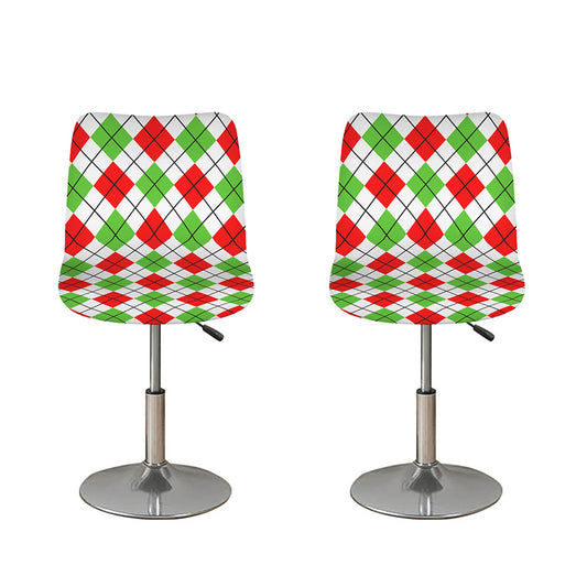 Green Red And White Argyle Pattern Print Bar Stool Covers