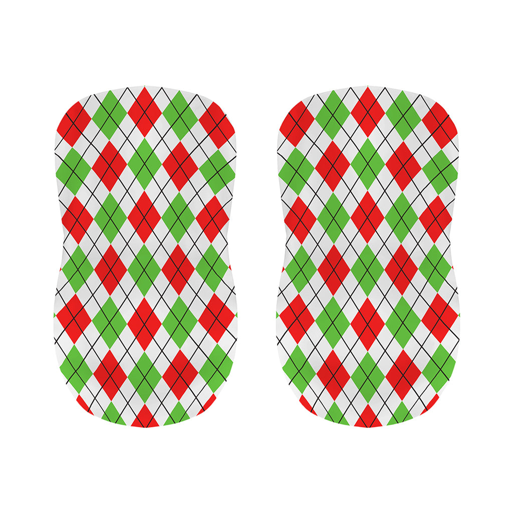 Green Red And White Argyle Pattern Print Bar Stool Covers