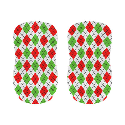 Green Red And White Argyle Pattern Print Bar Stool Covers