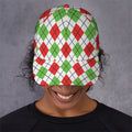 Green Red And White Argyle Pattern Print Baseball Cap