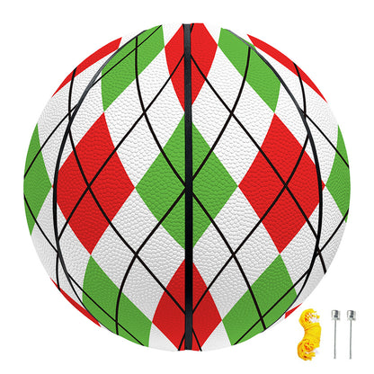 Green Red And White Argyle Pattern Print Basketball