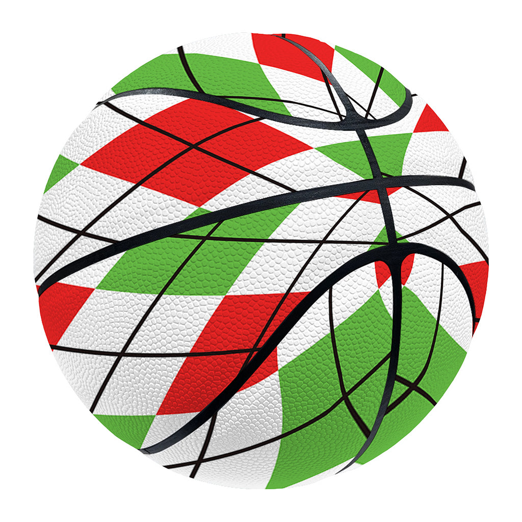 Green Red And White Argyle Pattern Print Basketball