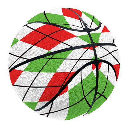 Green Red And White Argyle Pattern Print Basketball