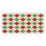 Green Red And White Argyle Pattern Print Beach Towel
