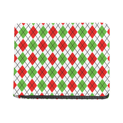 Green Red And White Argyle Pattern Print Bifold Wallet