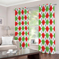 Green Red And White Argyle Pattern Print Dimout Grommet Curtains