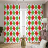 Green Red And White Argyle Pattern Print Blackout Pencil Pleat Curtains