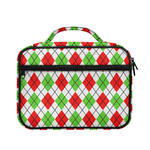 Green Red And White Argyle Pattern Print Briefcase Bible Bag