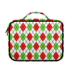 Green Red And White Argyle Pattern Print Briefcase Bible Bag