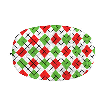 Green Red And White Argyle Pattern Print Car Side Mirror Covers