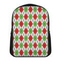 Green Red And White Argyle Pattern Print Casual Backpack