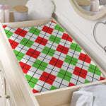 Green Red And White Argyle Pattern Print Changing Pad Cover