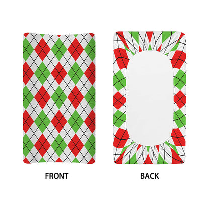 Green Red And White Argyle Pattern Print Changing Pad Cover