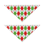 Green Red And White Argyle Pattern Print Dog Bandana
