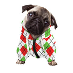 Green Red And White Argyle Pattern Print Dog Zip Up Hoodie