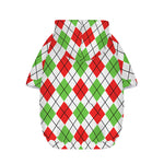 Green Red And White Argyle Pattern Print Dog Zip Up Hoodie
