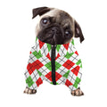 Green Red And White Argyle Pattern Print Dog Zip Up Jacket