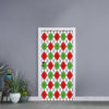 Green Red And White Argyle Pattern Print Door Sticker