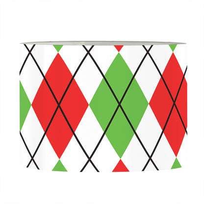 Green Red And White Argyle Pattern Print Drum Lamp Shade