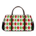 Green Red And White Argyle Pattern Print Duffel Bag